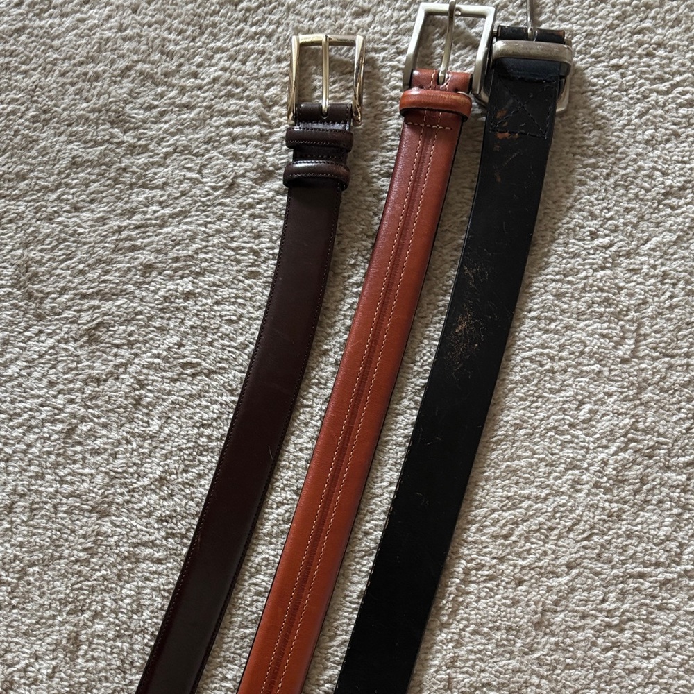 Elegant Men's Leather Belt Trio (3) - Black, Brown, Tan